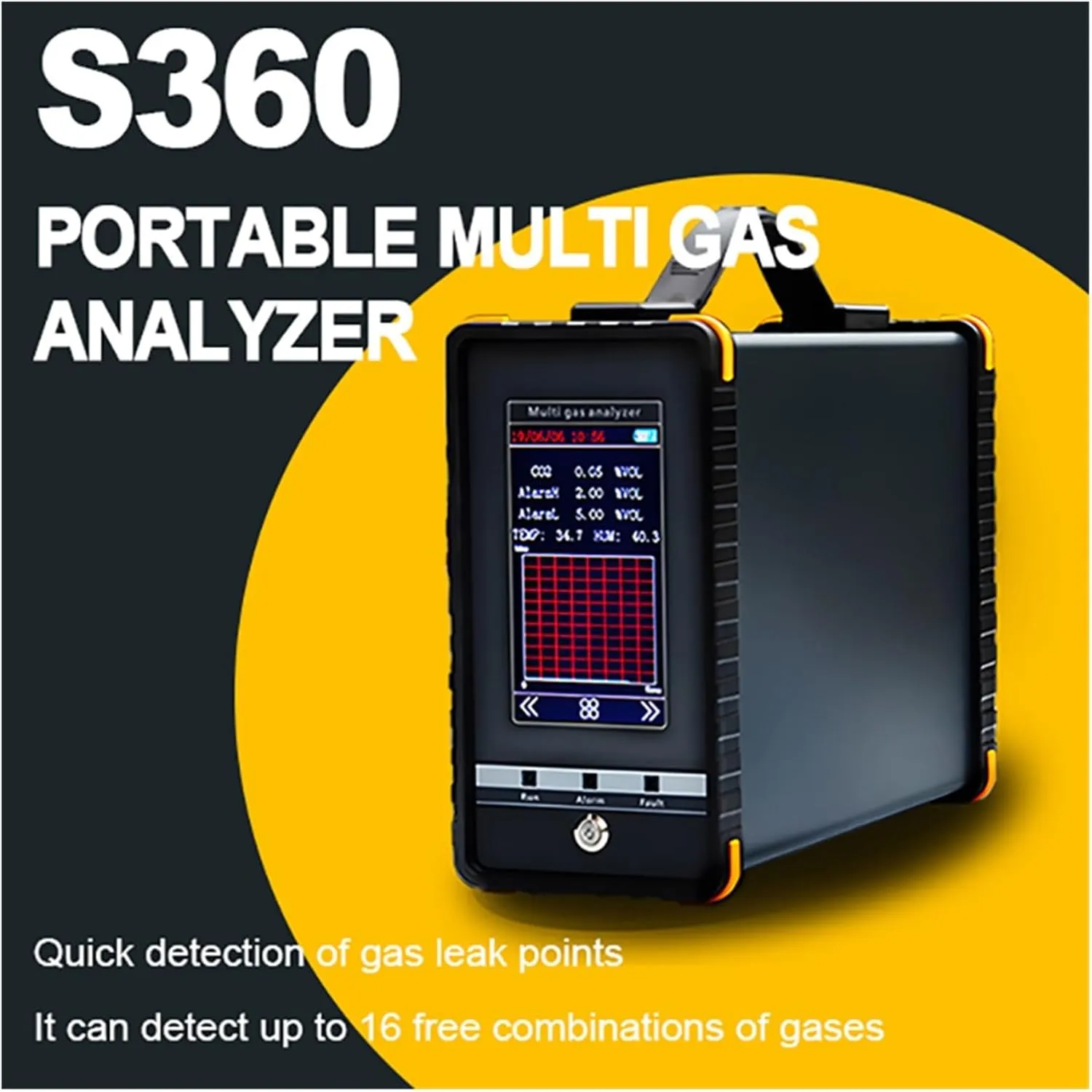 LIAMOS S360 Portable Air Gas Analyzer with Cooling Probe High Temperature and Humidity Measurement Function,Precise Leak Locating(O2: (0-25)%VOL (0-30)%VOL)