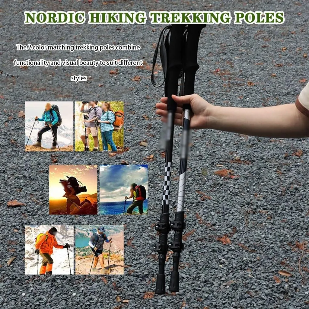 Lightweight Adjustable Walking Stick, Portable Mobility Aid for Women Men, Nordic Walking Trekking Poles, Pair of 2