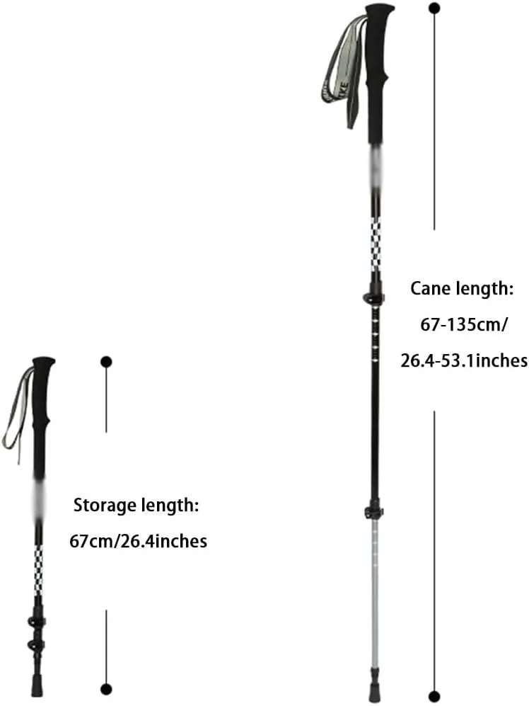 Lightweight Adjustable Walking Stick, Portable Mobility Aid for Women Men, Nordic Walking Trekking Poles, Pair of 2