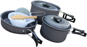 Lightweight Camping Cookware Kit Folding Pot Pan Cooking Utensils for 2-3 People Outdoor Activities