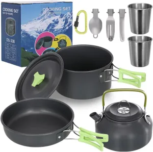 Lightweight Folding Camping Cookware Set for Picnic Hiking, Sturdy Outdoor Tableware Kit with Carry Bag