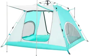 Lightweight Instant Pop Up Tent for 3 to 4 Person Automatic Opening Hydraulic Double Layer Portable Automatic Tent Family Camping Tent with Porch (Color3) (Color2)