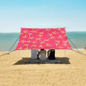 Line Ice Hockey Sticks Icon Beach Camping Tent Sun Shelter for Whole Family, Beach Shade Canopy with UPF50  UV Protection,Easy Set Up and Carry,Outdoor Shade for Trips, Fishing, Backyard Fun Pi