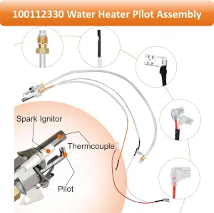 Long Term Reliance Gas Thermopile Assembly 100112330 Water Heater Pilot Assembly Compatible with Reliance, State, A.O. Smith, and American Branded Heaters