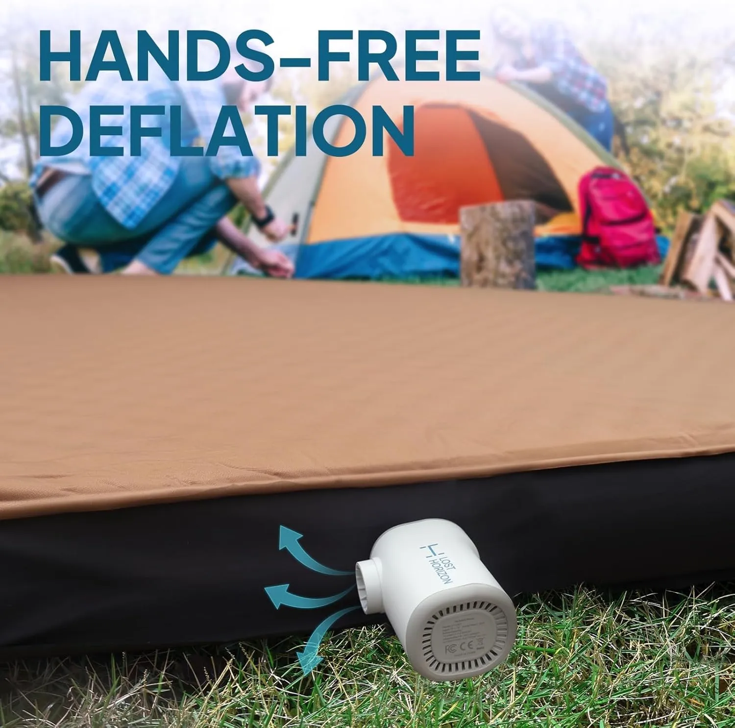 LOSTHORIZON Air & Foam Camping Mattress, Self-Inflating Sleeping Pad, 4.5" Thick, with Air Pump, Cot