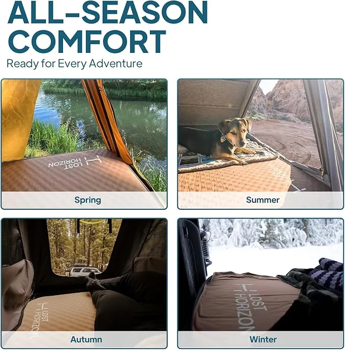 LOSTHORIZON Air & Foam Camping Mattress, Self-Inflating Sleeping Pad, 4.5" Thick, with Air Pump, Twin