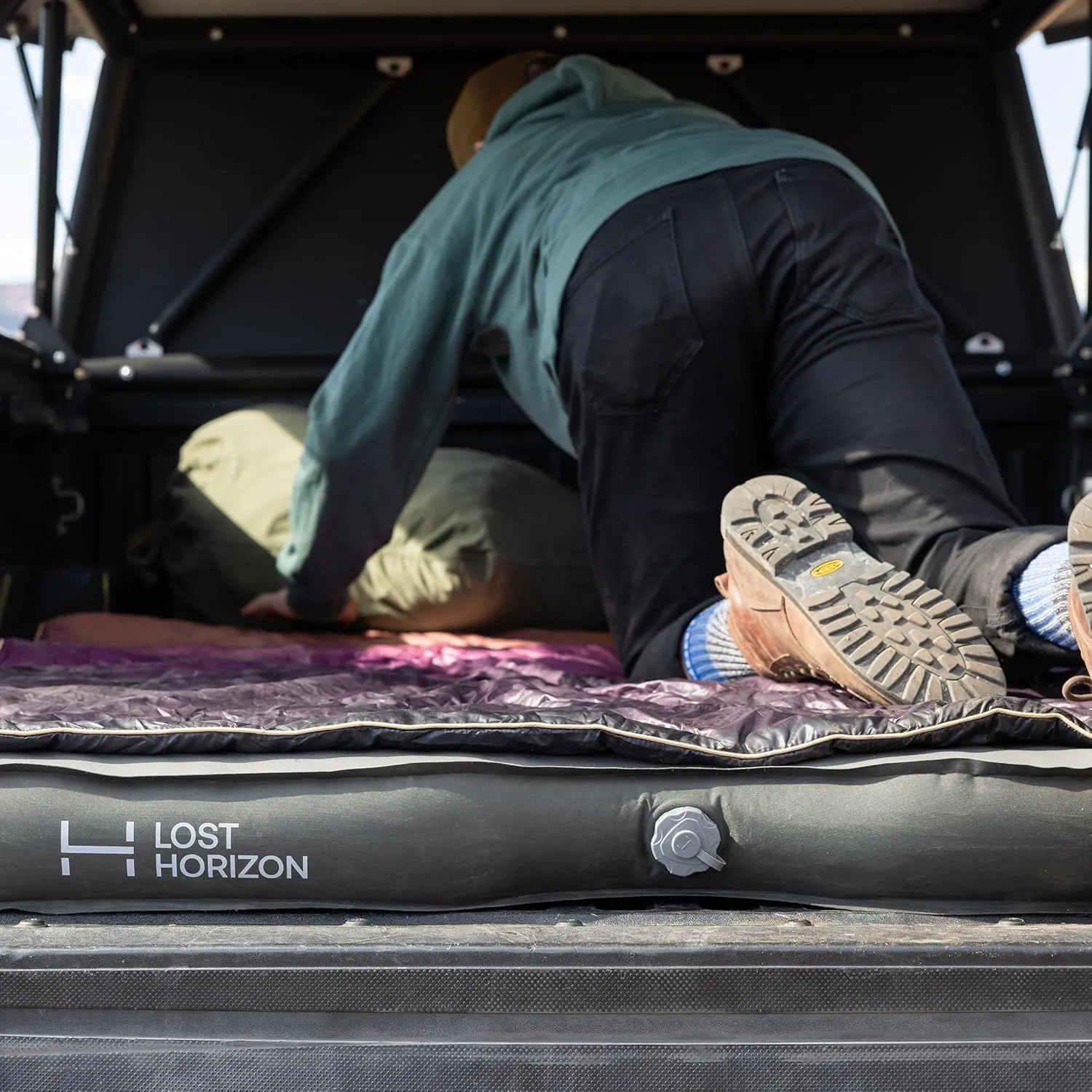 LOSTHORIZON Truck Bed Camping Air Mattress with Foam, Self Inflating Sleeping Pad for Tacoma 6FT with Air Pump, 4.5" Thick