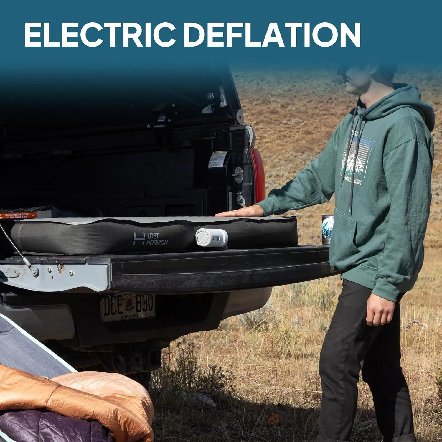 LOSTHORIZON Truck Bed Camping Air Mattress with Foam, Self Inflating Sleeping Pad for Tacoma 6FT with Air Pump, 4.5" Thick