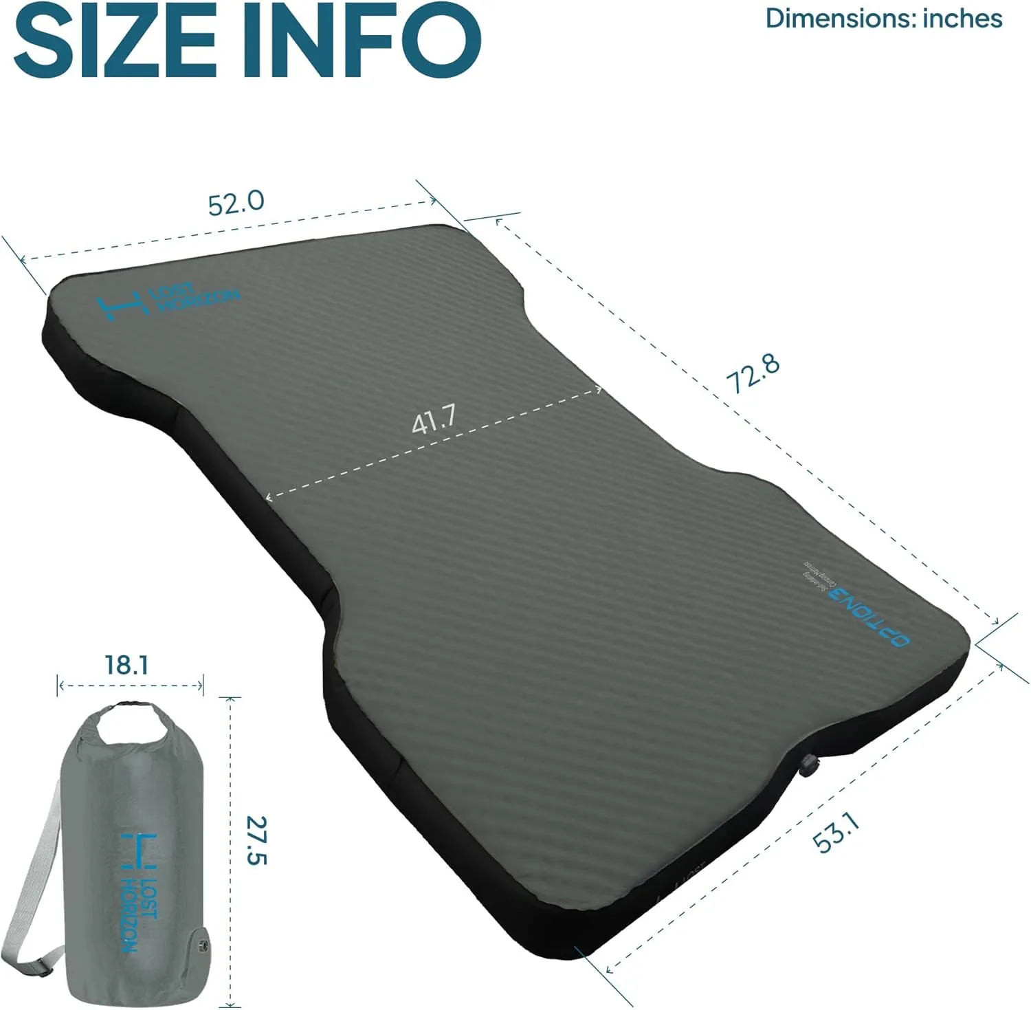 LOSTHORIZON Truck Bed Camping Air Mattress with Foam, Self Inflating Sleeping Pad for Tacoma 6FT with Pump Sack, 4.5" Thick