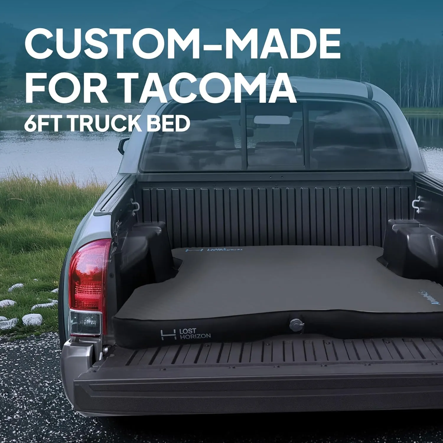 LOSTHORIZON Truck Bed Camping Air Mattress with Foam, Self Inflating Sleeping Pad for Tacoma 6FT with Pump Sack, 4.5" Thick