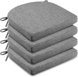 LOVTEX Chair Cushions for Dining Chairs 4 Pack - Memory Foam Chair Pads with Ties and Non-Slip Backing - Seat Cushion for Kitchen Chair 16x16x2, Dark Gray