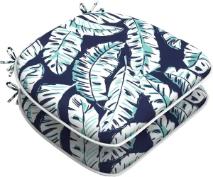 LVTXIII Patio Seat Cushions D16 x W17 Inches Outdoor Chair Pads All Weather Chair Cushions for Garden Patio Furniture Chair Home Set of 2 -Baltic Palms White