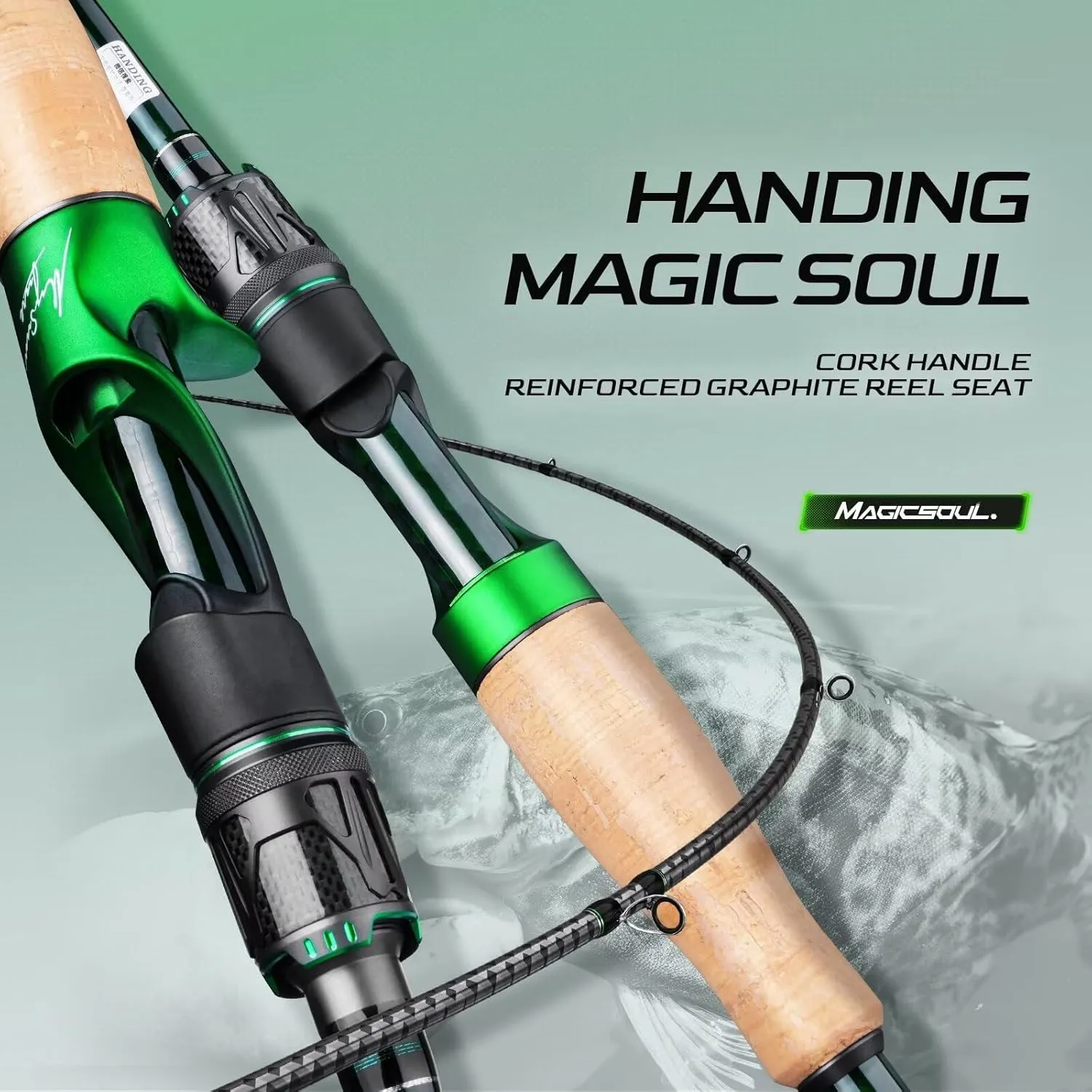 Magic Soul Spinning Rod, 6'9 M XF Toray 30 36T Carbon Fiber Tournament-Grade Fishing Rod, Fuji Alconite Guides, 2-Piece Bass Trout Fishing Rod, Cork Carbon Handle