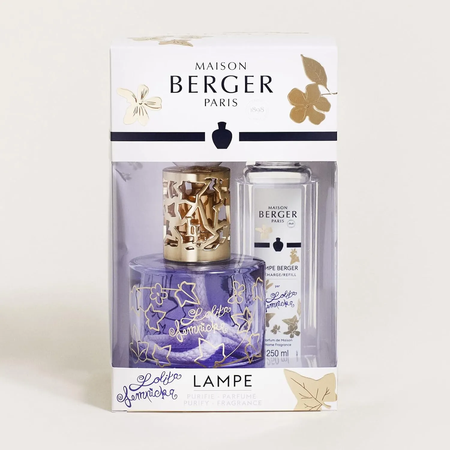 MAISON BERGER - Giftset Lampe Berger - Model Lolita Lempicka - Home Fragrance Diffuser - 4.7 x 3.2 x 3.2 inches - Includes Fragrance 250 milliliters - 8.45 Fluid Ounces (Violet)