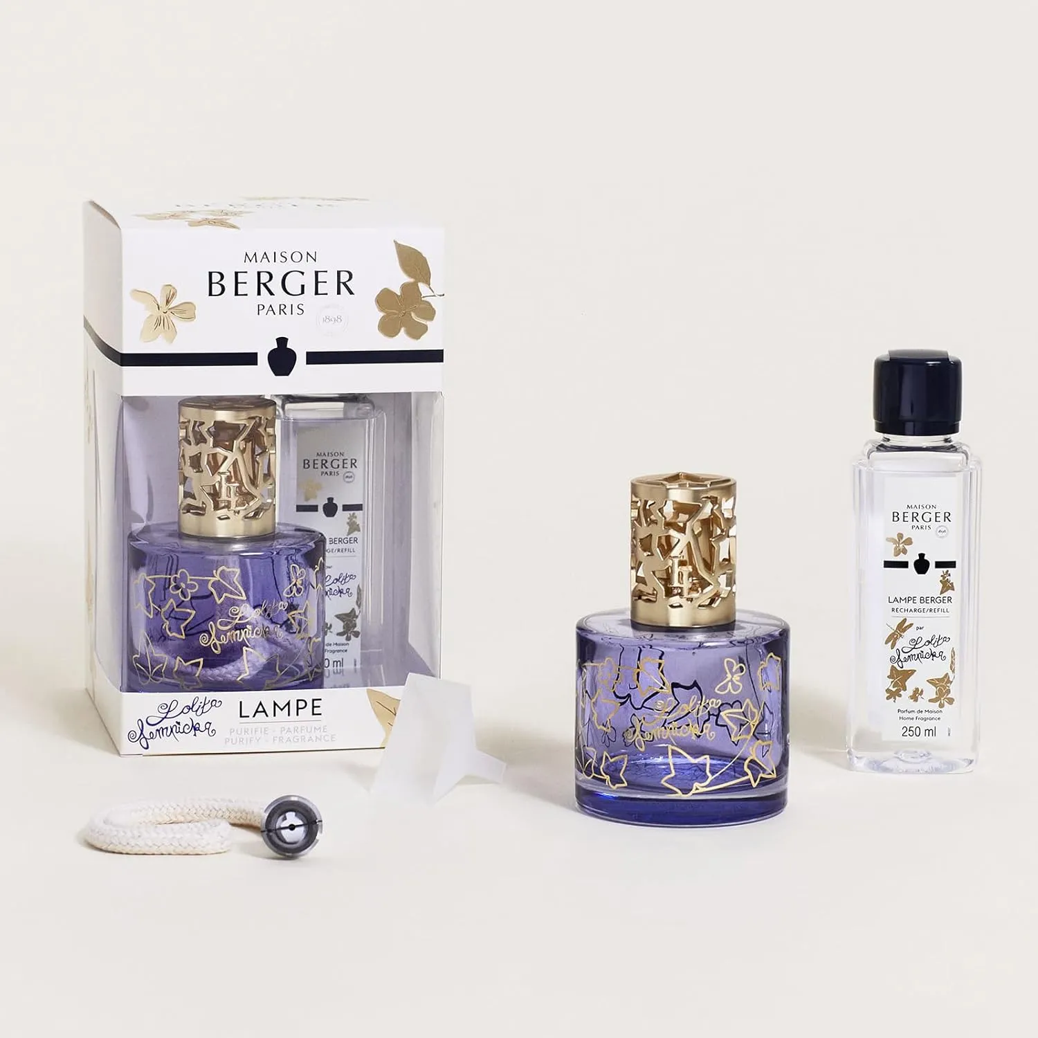 MAISON BERGER - Giftset Lampe Berger - Model Lolita Lempicka - Home Fragrance Diffuser - 4.7 x 3.2 x 3.2 inches - Includes Fragrance 250 milliliters - 8.45 Fluid Ounces (Violet)