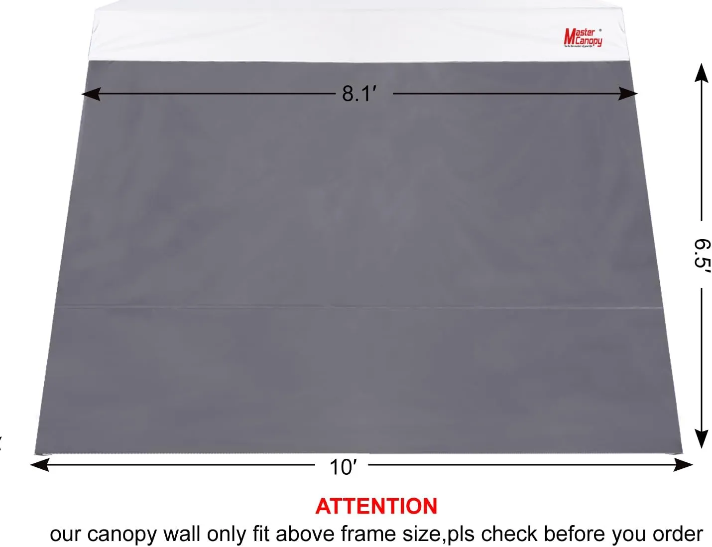 MASTERCANOPY Canopy Sidewall for 10x10 Slant Leg Canopy Tent 1pc Gray