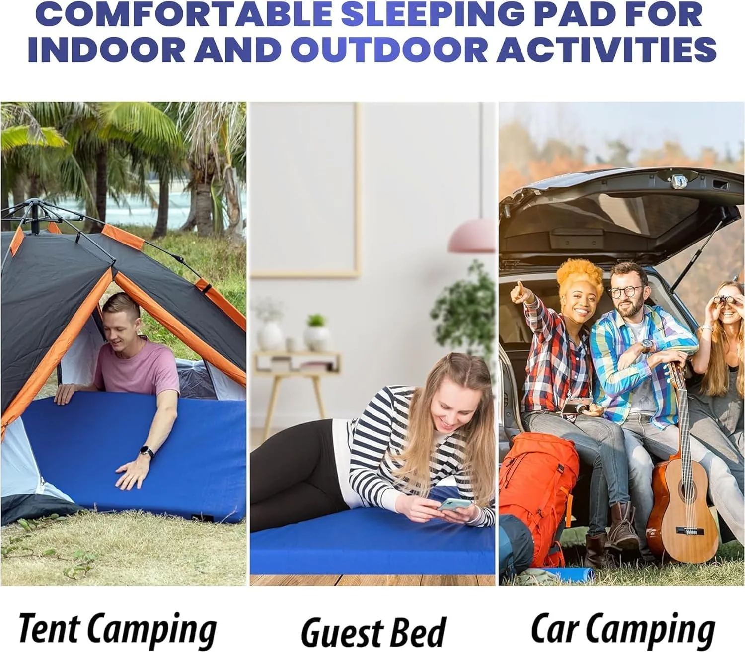 Matrix Comfort-Cell Memory Foam Camping Mattress Pad, Portable Foam Sleeping Pad for Camping, Roll up Sleeping Mat for Adults Floor Mattress Guest Floor Bed for Sleepover, Car, Tent SUV Cot Mattress
