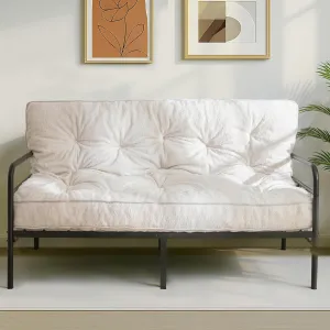MAXYOYO 6" Futon Mattress Full Size, Thick Boucle Futons Sofa Couch Bed Sleeper Sofa Bed Floor Mattress for Adults, Shredded Foam Filling (Frame Not Included), Beige