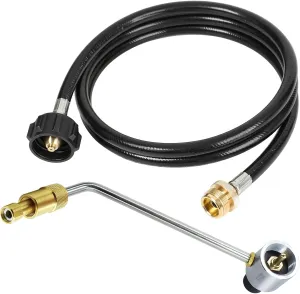 MCAMPAS Propane Hose Adapter with Regulator 6FT - Compatible with Jetboil Genesis 2 Burner Stove & Folding Gas Stoves, 1lb to 20lb Tank Replacement Hose for Propane Tank Connection