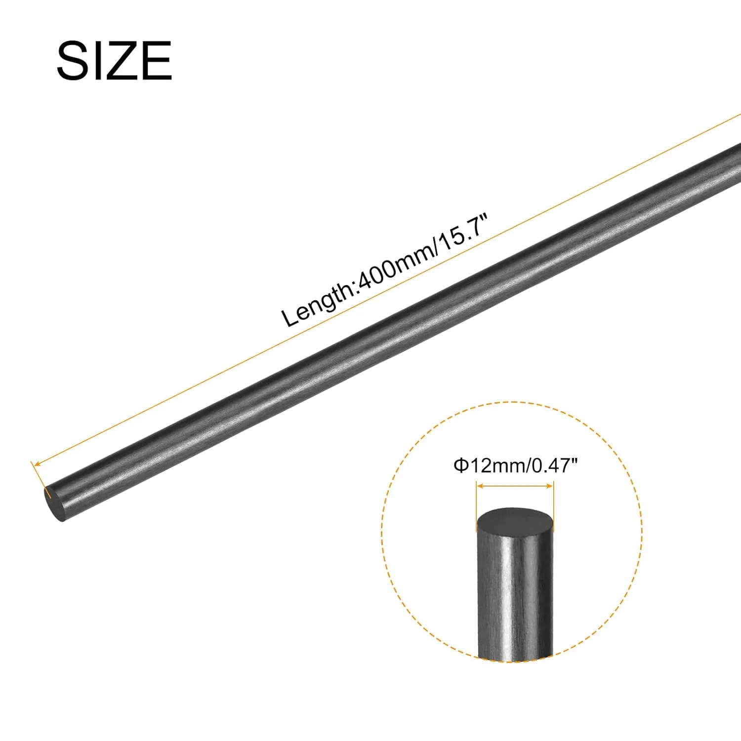 MECCANIXITY 1 Pcs Carbon Fiber Rod, 12mm x 400mm Matte Pole Rod for RC Plane DIY Tool Wing Tube Quadcopter Arm