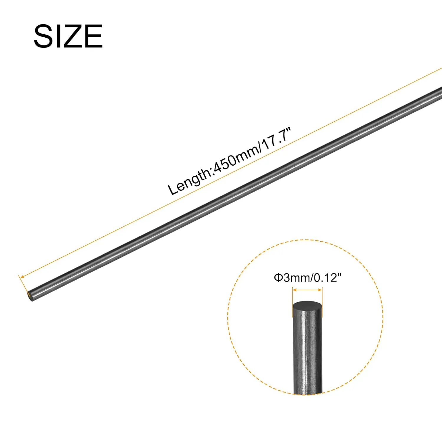 MECCANIXITY Carbon Fiber Rod Pole, 3mm x 450mm for RC Plane DIY Tool Wing Tube Quadcopter Arm, Pack of 4