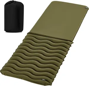 MELLCOM 2.5" Thick Self Inflating Sleeping Pad, Foam Camping Mattress with Storage Bag, Outdoor Inflatable Camping Mat for Car Camping, Hiking, Tent, Green