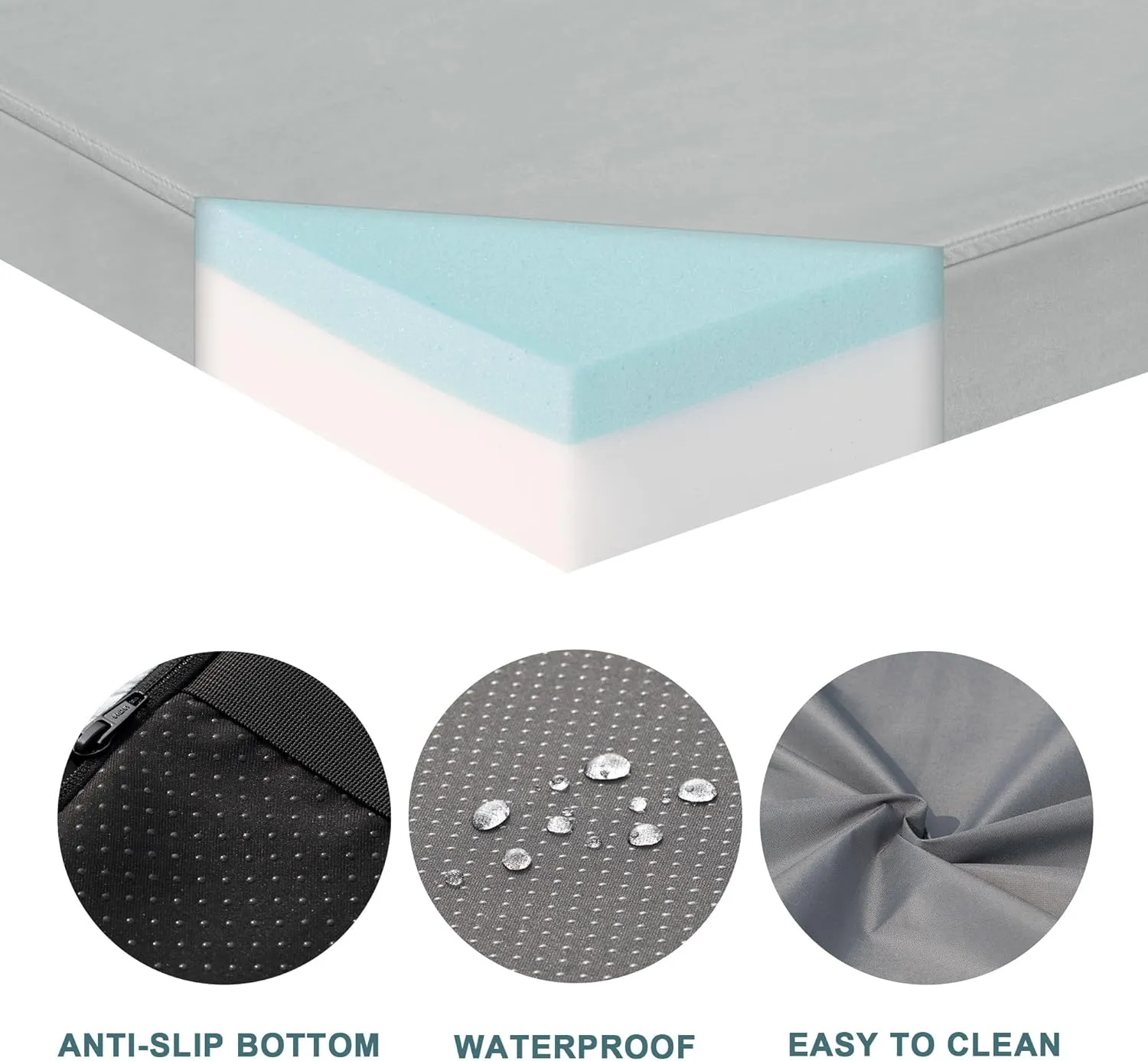 Memory Foam Camping Mattress Pad, CertiPUR-US Waterproof Portable Roll Up Mattress for Adults, Thick Floor Sleeping Mat Pad for Car Truck Tent with Travel Bag