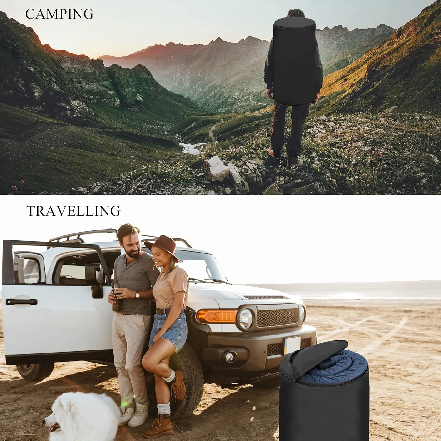 Memory Foam Camping Mattress | Potable Backpacking Sleeping Pad W/Waterproof Cover & Carry Bag | Roll Up Cot Mattress for Floor, Travel,Camping | Kids, Single or Twin