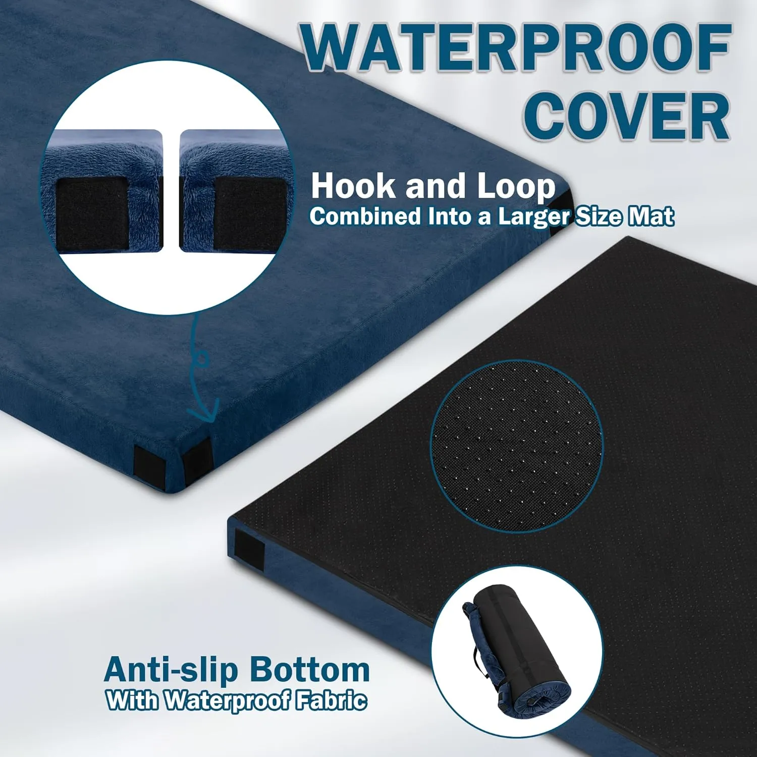 Memory Foam Camping Mattress | Potable Backpacking Sleeping Pad W/Waterproof Cover & Carry Bag | Roll Up Cot Mattress for Floor, Travel,Camping | Kids, Single or Twin