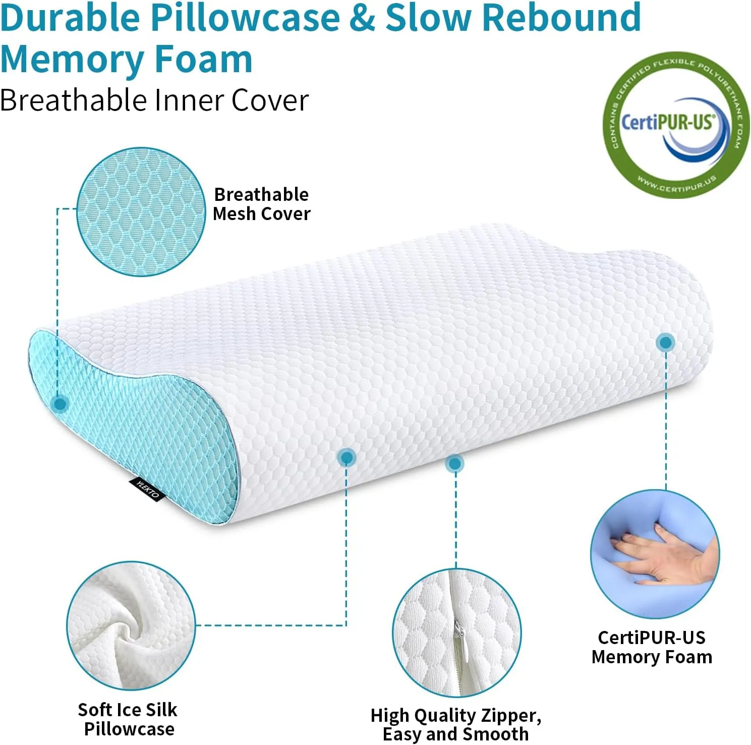 Memory Foam Pillows Neck Pillow Bed Pillow for Sleeping Ergonomic Cervical Contour Pillow for Side Back Stomach Sleeper for Neck and Shoulder Pain