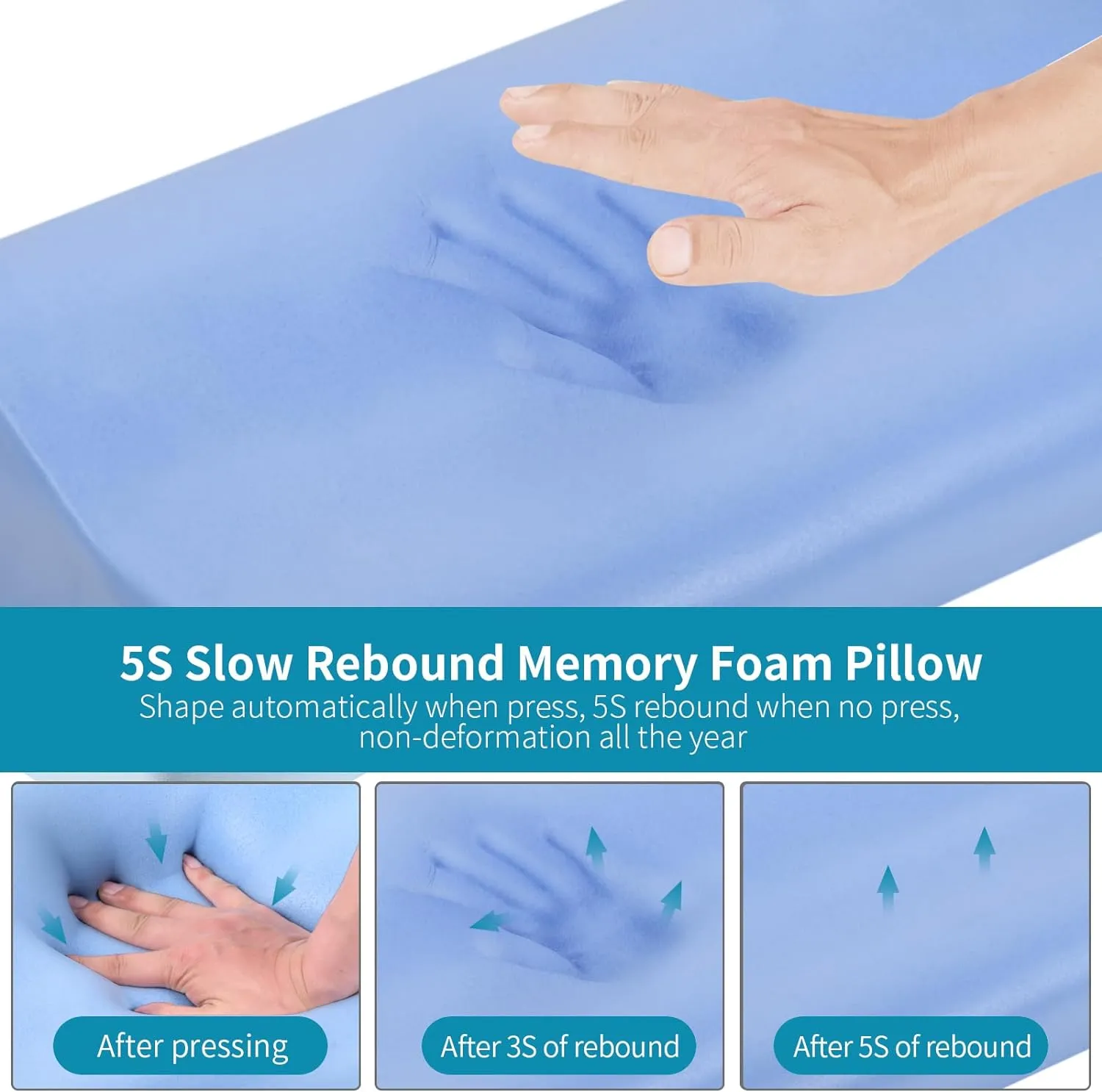 Memory Foam Pillows Neck Pillow Bed Pillow for Sleeping Ergonomic Cervical Contour Pillow for Side Back Stomach Sleeper for Neck and Shoulder Pain