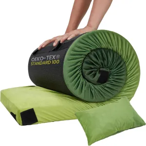 Memory Foam Sleeping Pad, Portable Mattress for Adult, Camping Mattress Pad with Pillow & Travel Bag, Camping Foam Sleeping Pad with Waterproof Cover for Guests Adult Sleepover Outdoor Travel