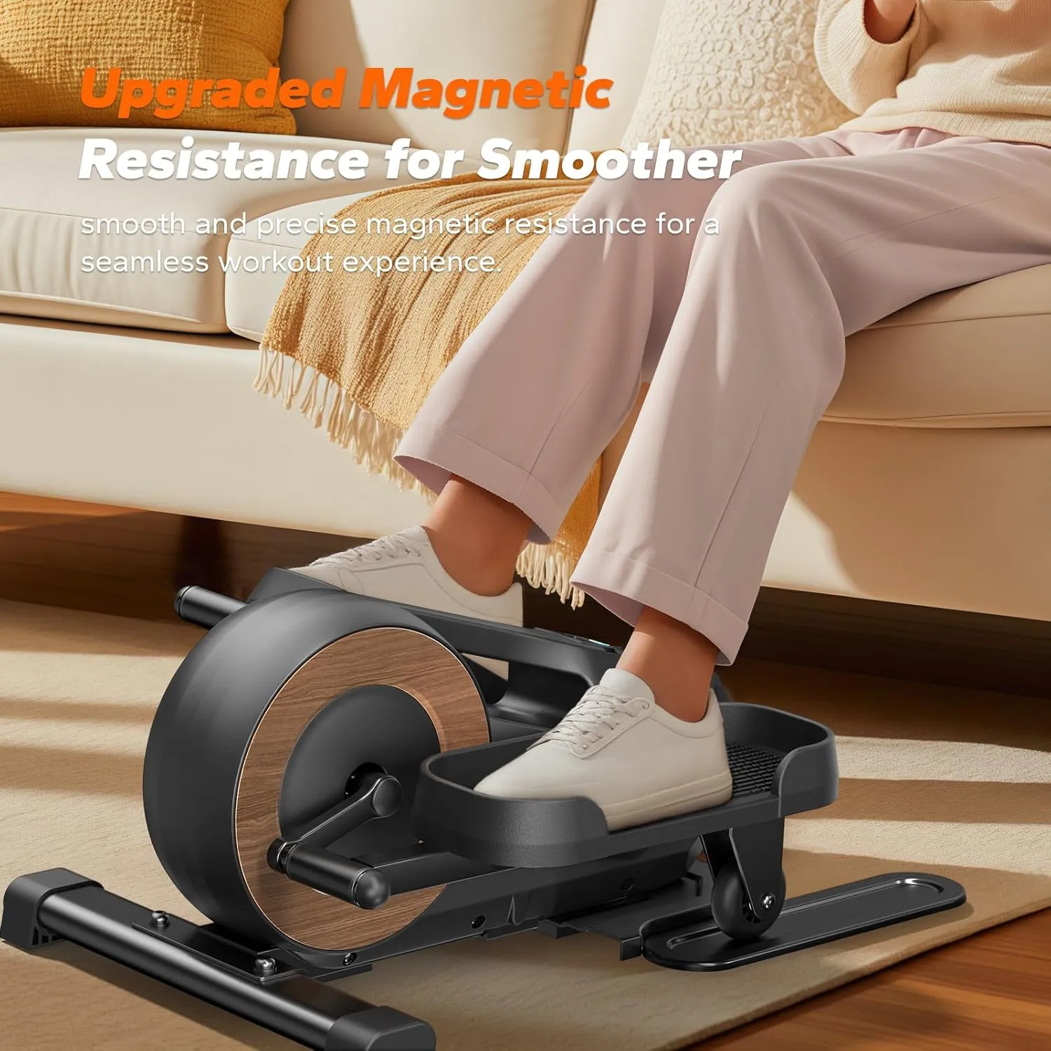 MERACH Under Desk Elliptical Machine, Ellipse Leg Exerciser as Seen on TV - Electric Seated Pedal Exerciser with 8 Resistance Levels, Quiet & Portable Pedal Exerciser for Seniors & Adults