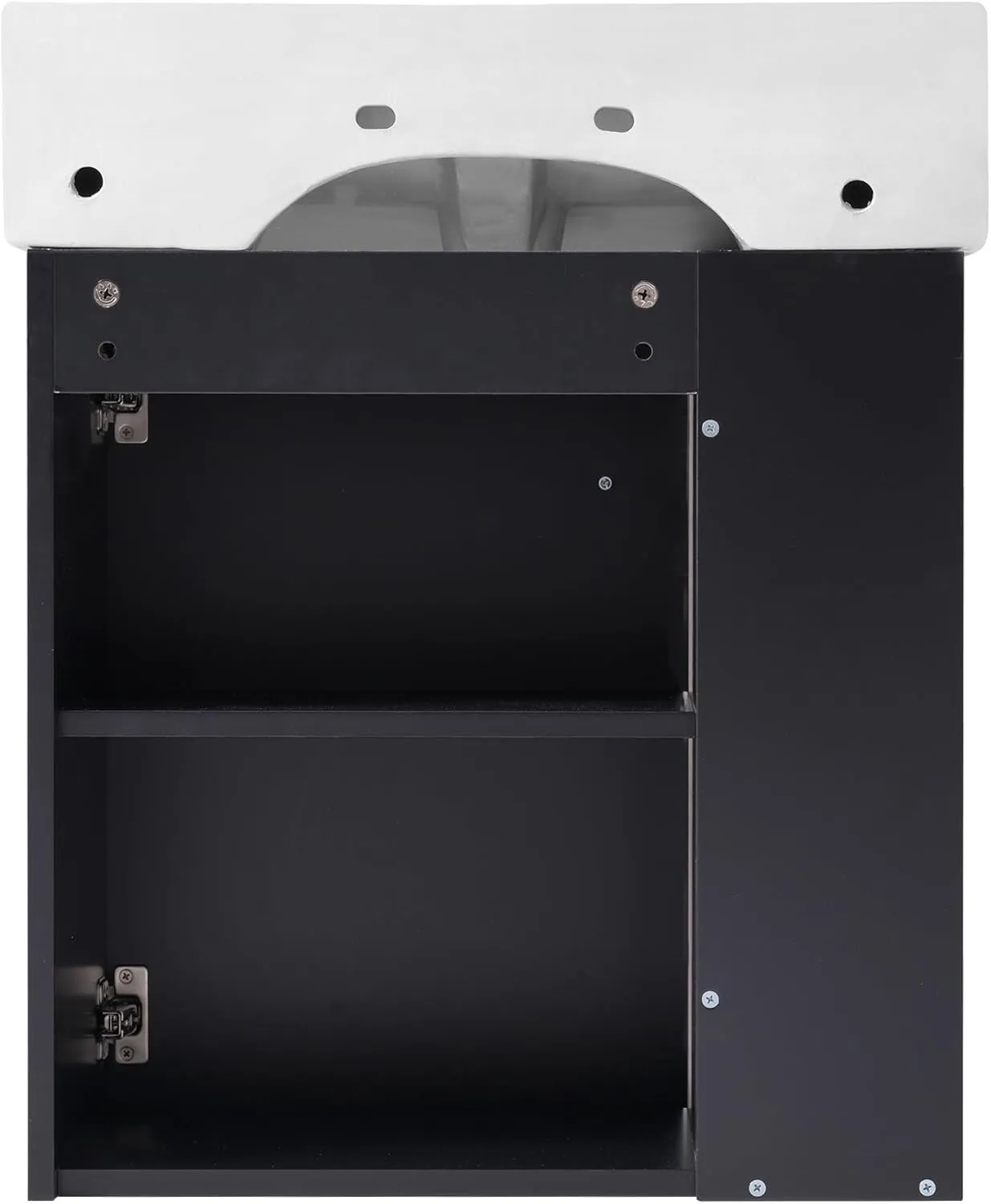 Merax 20” Bathroom Vanity Sink Combo, Wall Mounted Cabinet Sink Set with Ceramic Basin for Small Space, Undermount Sink Cabinet, Black