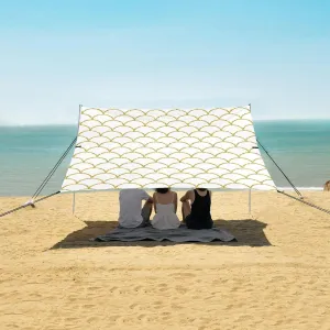 Mermaid Scales Beach Canopy Tent Anti-UV & Wind Resistant, Galaxy Camping Sun Shelter Easy Setup Portable,Outdoor Shade Tents with Sandbags,Sand Shovels,Ground Pegs & Stability Poles