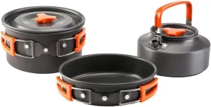 Mikikit 2-3 Person Compact Camping Pot Set Aluminum Kettle Outdoor Cookware Kit