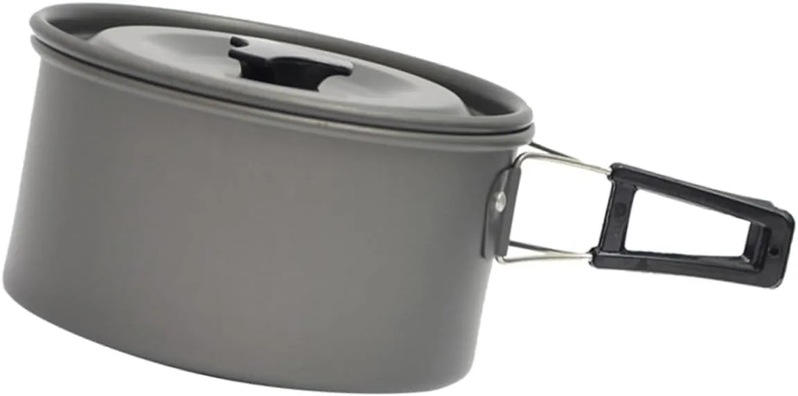Mikikit Lightweight Camping Pot Nonstick Pan Hiking Cookware 1 Set Camping Cookware Outdoor Food Container