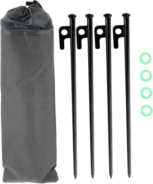 Mikikit Set of 9 Stainless Steel Tent Stakes Camping Stakes Ring for Windproof Canopy and Tents