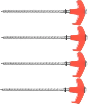 Mikikit Windproof Tent Pegs Set 4 Pack Metal Ground Stakes for Camping Tents Tarps Canopies
