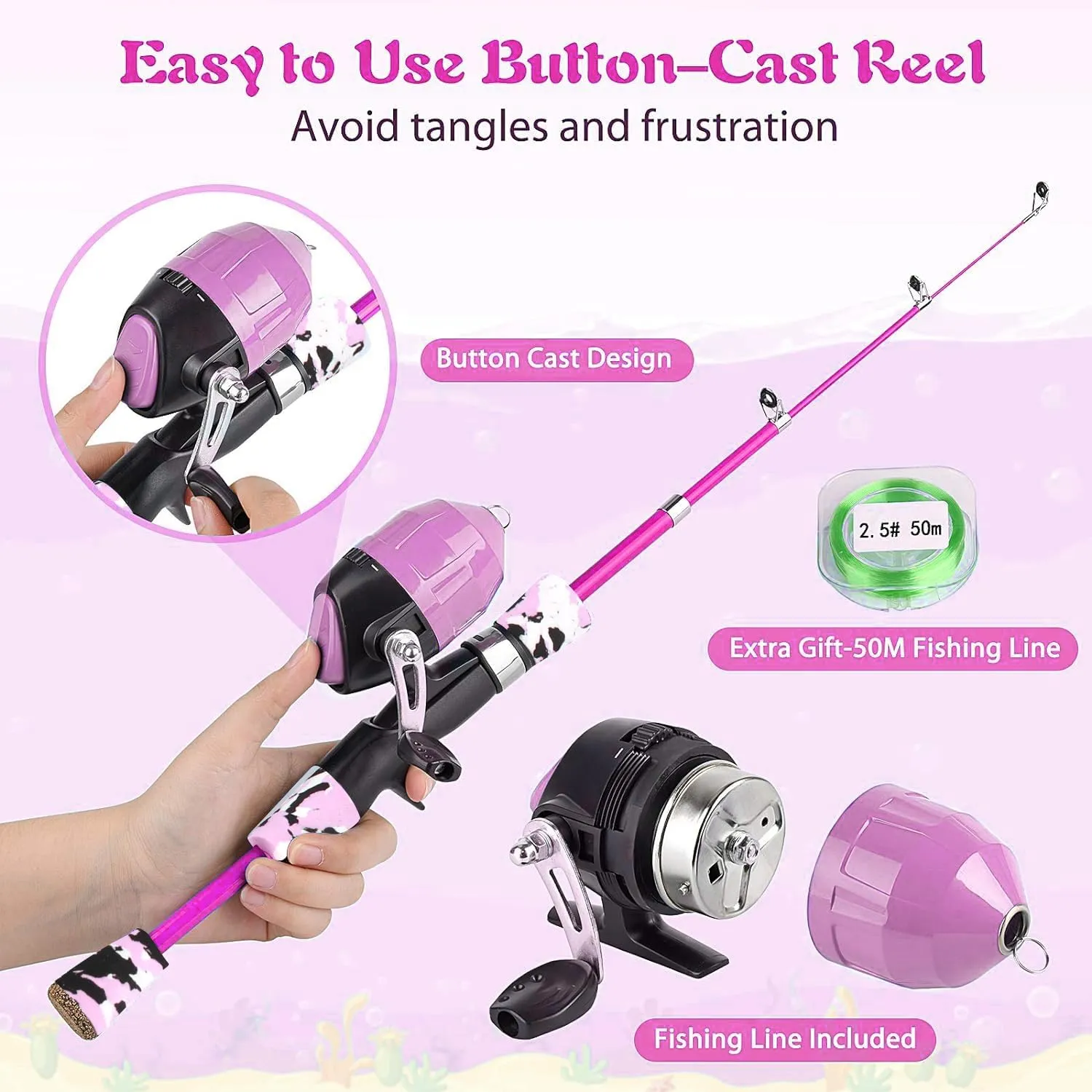 Milerong Kids Fishing Rod, Kids Fishing Pole Portable Telescopic Fishing Rod and Reel Combo Kit for Boys, Girls, Youth - with Spincast Fishing Reel, Fishing Tackles, Fishing Lures, Fishing Lines