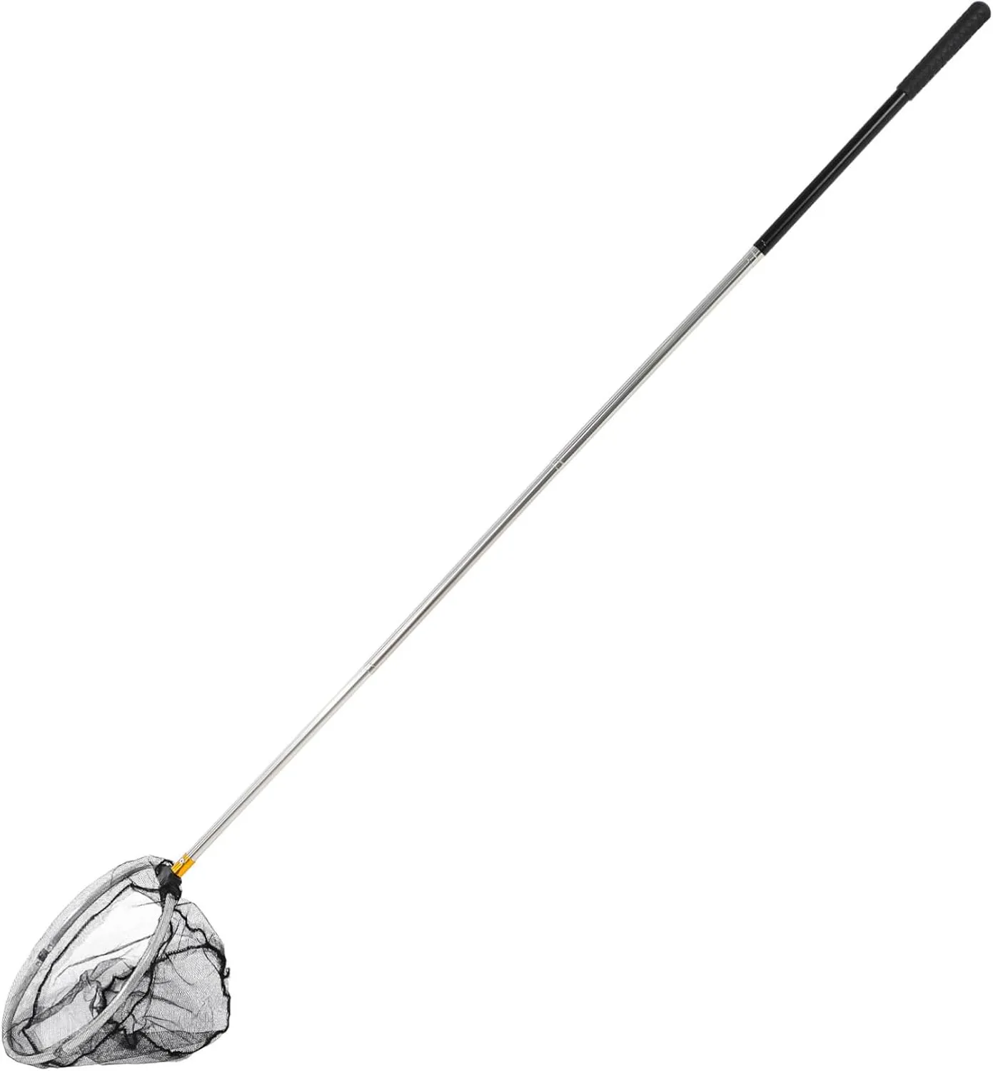 Milisten 1 Set Telescopic Rod Fishing Net Landing Net for Crabbing Fishing Gear Black Stainless Steel