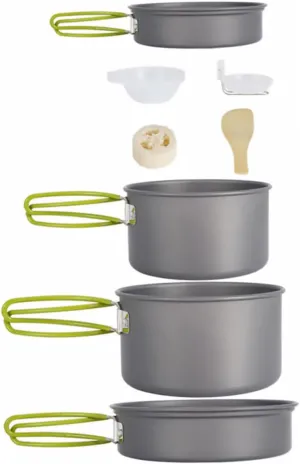 Milisten -one Picnic Cooking Kit Non-Stick Camping Cooking Pan Set Frying Pan Soup Spoon Spatula Compact Easy to Carry for 3-4 People