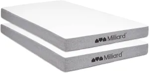 Milliard 5 Inch Twin Mattress for Daybed, Or Folding Bed Replacement - Twin Bunk Bed Tight Top Style Trundle Mattress Twin - Twin Mattress for Kids & Adults with Washable Cover - (2 Pack)
