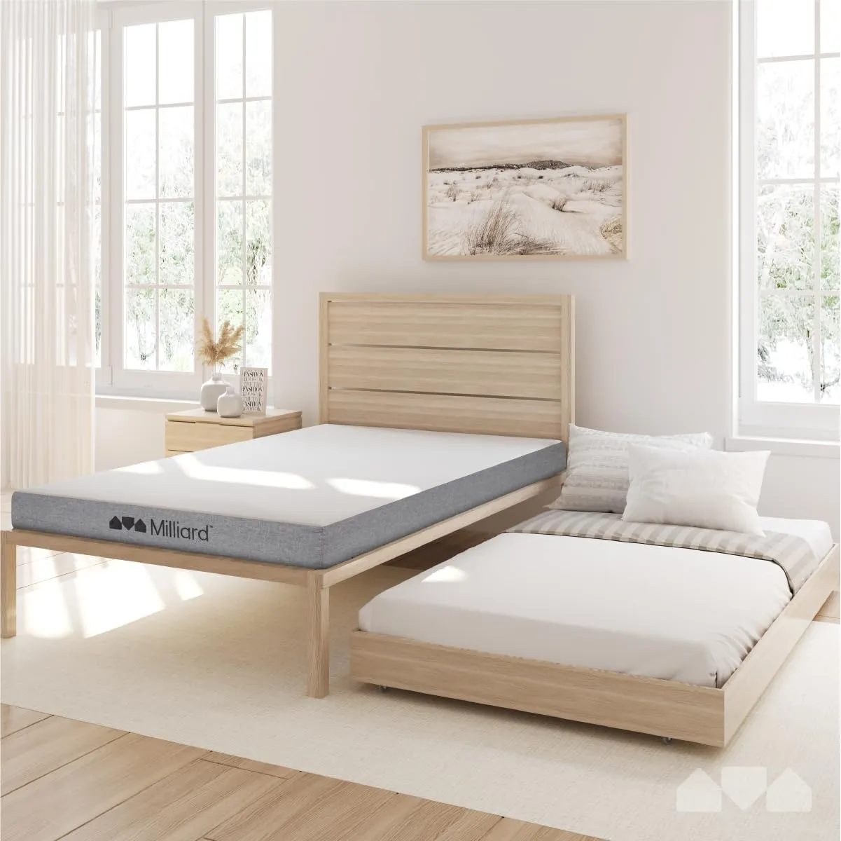 Milliard 5 Inch Twin Mattress for Daybed, Or Folding Bed Replacement - Twin Bunk Bed Tight Top Style Trundle Mattress Twin - Twin Mattress for Kids & Adults with Washable Cover - (2 Pack)