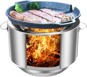 Mini Wood Burning Camping Stove with Pot Stand Portable Stainless Steel Grill Backpacking Stove for Hiking Picnic Cooking Outdoor