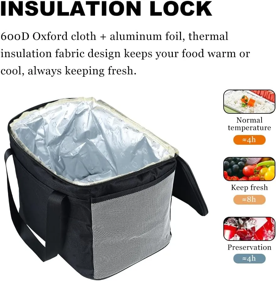 MiOYOOW Camping Storage Bag, Portable Stove Carry Case Wear Resistant Thermal Cooler Bag for Kitchen Travel Food Delivery