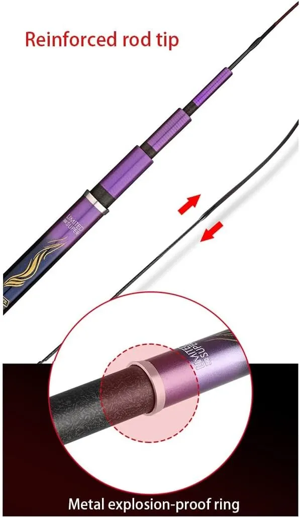 MirOdo Carbon Fiber Fishing Rod Telescopic Fishing Rods 2.7-4.8m Ultra Light Ultra-Hard Fishing Pole Hand Pole Multi Use Fresh Or Sea Water