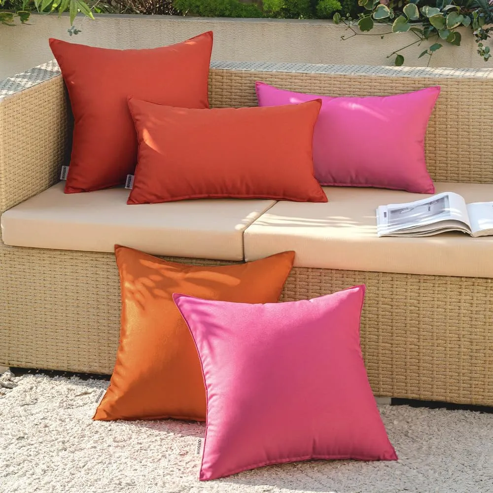 MIULEE Pack of 2 Decorative Outdoor Waterproof Pillow Covers Square Garden Cushion Sham Throw Pillowcase Shell for Patio Tent Couch 20x20 Inch Burnt Brick