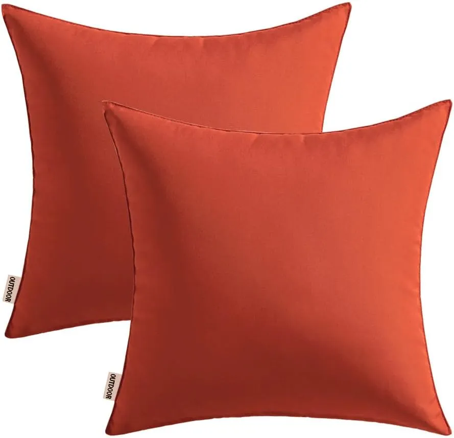 MIULEE Pack of 2 Decorative Outdoor Waterproof Pillow Covers Square Garden Cushion Sham Throw Pillowcase Shell for Patio Tent Couch 20x20 Inch Burnt Brick