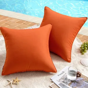 MIULEE Pack of 2 Decorative Outdoor Waterproof Pillow Covers Square Garden Cushion Sham Throw Pillowcase Shell for Patio Tent Couch 20x20 Inch Burnt Brick